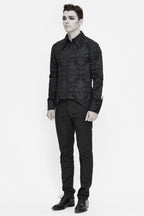 Men's Black Gothic Vampire Shirt with Cut-Out Detail – S–4XL