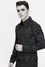 Men's Black Gothic Vampire Shirt with Cut-Out Detail – S–4XL