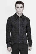 Men's Black Gothic Vampire Shirt with Cut-Out Detail – S–4XL