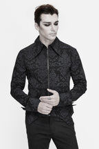 Men's Black Gothic Vampire Shirt with Cut-Out Detail – S–4XL