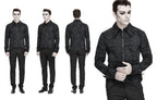Men's Black Gothic Vampire Shirt with Cut-Out Detail – S–4XL