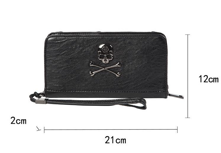 Black Skull & Crossbones Faux Leather Wallet