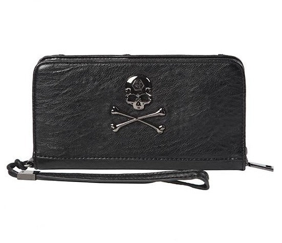 Black Skull & Crossbones Faux Leather Wallet