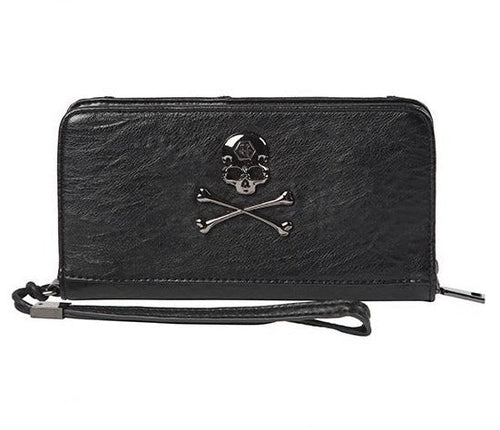 Black Skull & Crossbones Faux Leather Wallet