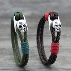 Gothic Genuine Leather Skull Bracelet – 8 Colours