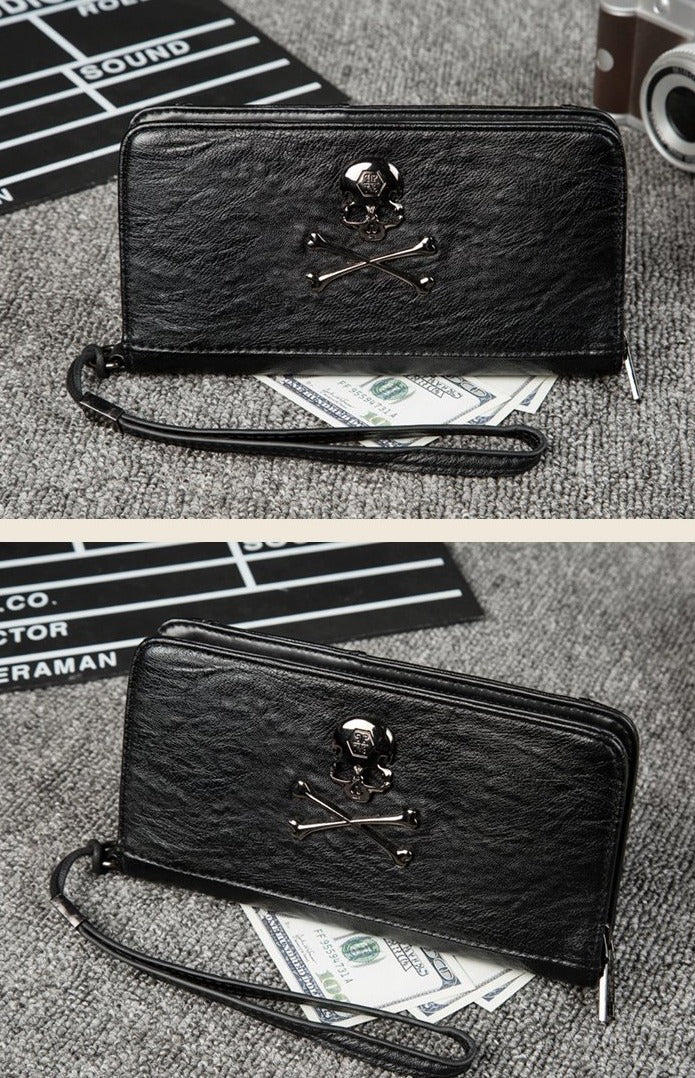Black Skull & Crossbones Faux Leather Wallet