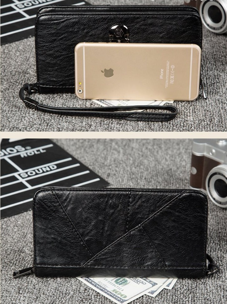 Black Skull & Crossbones Faux Leather Wallet