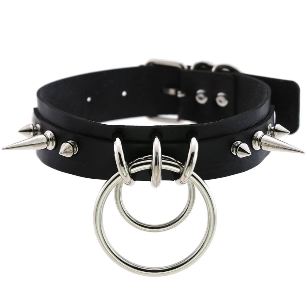 Black Spiked PU Leather Choker