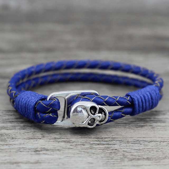Gothic Genuine Leather Skull Bracelet – 8 Colours