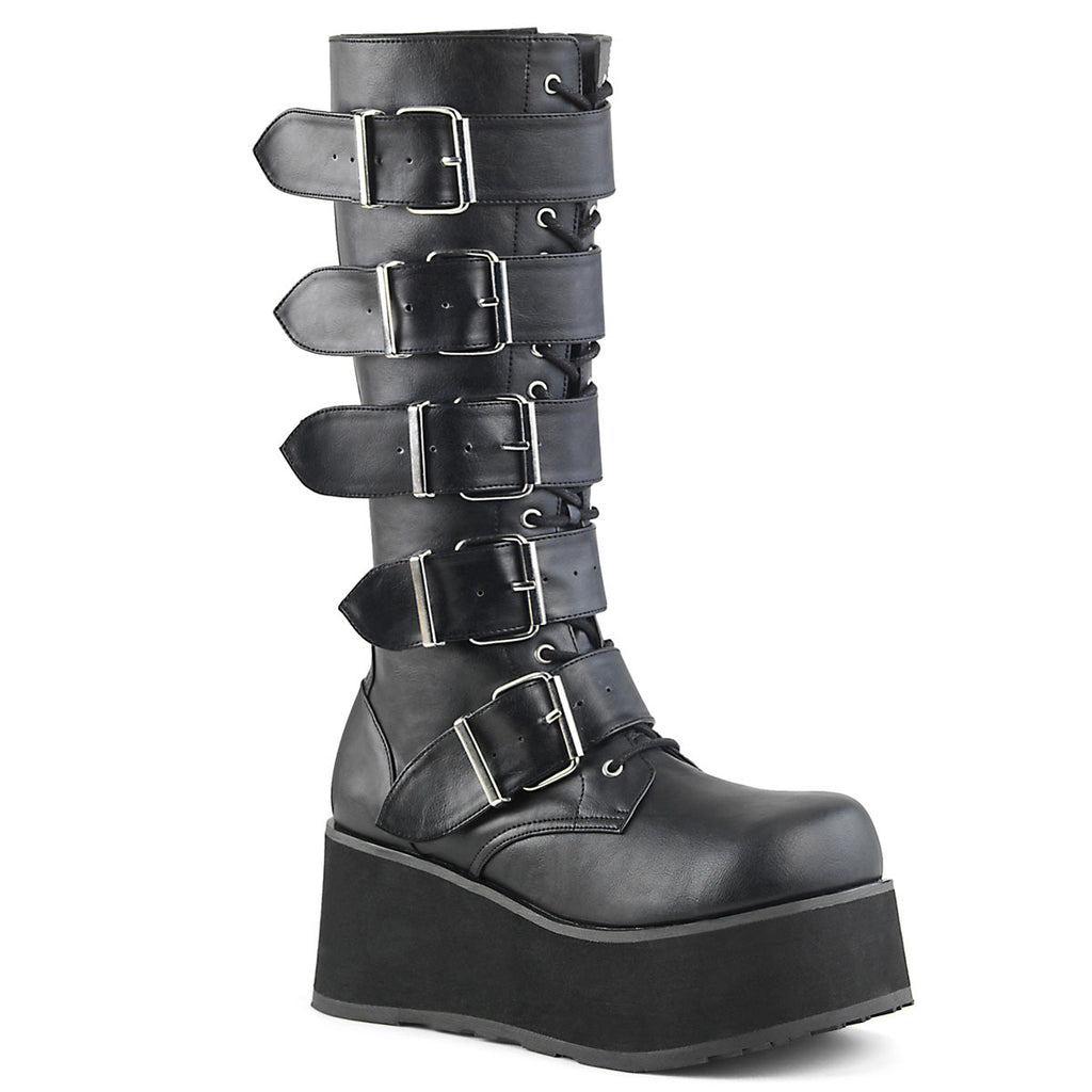 Men's Gothic Knee High Platform Biker Boots – 5 Buckles
