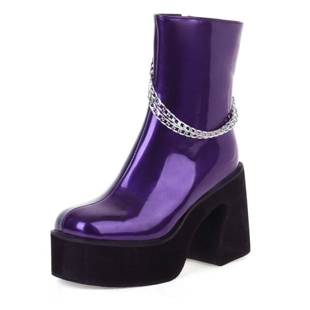 Women's Gothic Boots – Black or Purple PU Leather