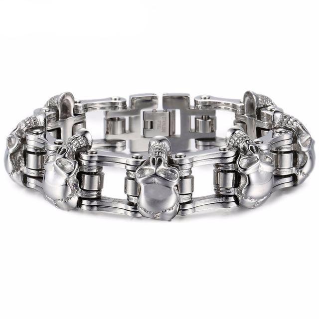 Men's Gothic Skull Link Bracelet – 316L Stainless Steel