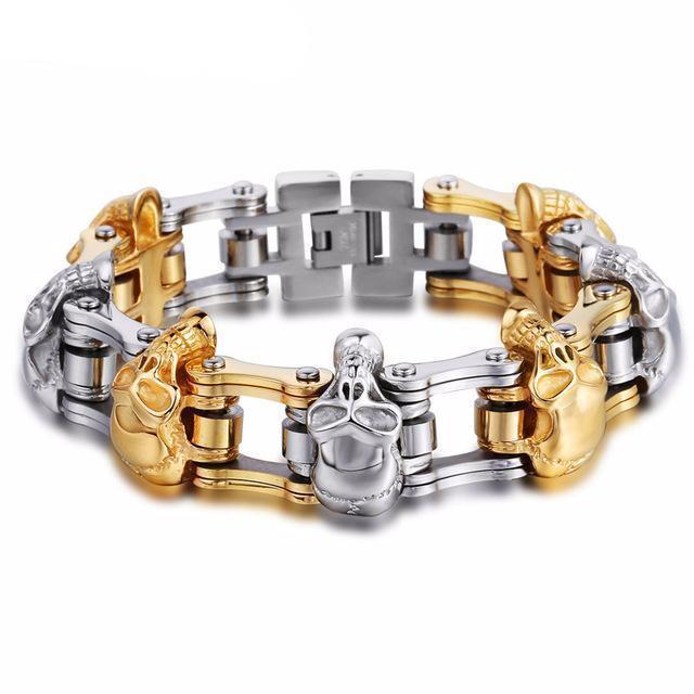 Men's Gothic Skull Link Bracelet – 316L Stainless Steel