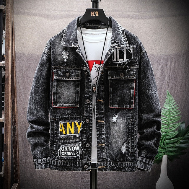 Men's Skull Denim Jacket – Black or Blue