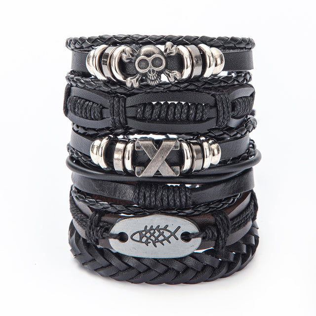 Men's Gothic Multi-Layer Bracelet – 5 Adjustable Styles