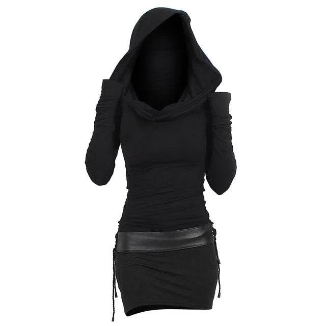 Women's Hooded Dress – Black & Grey