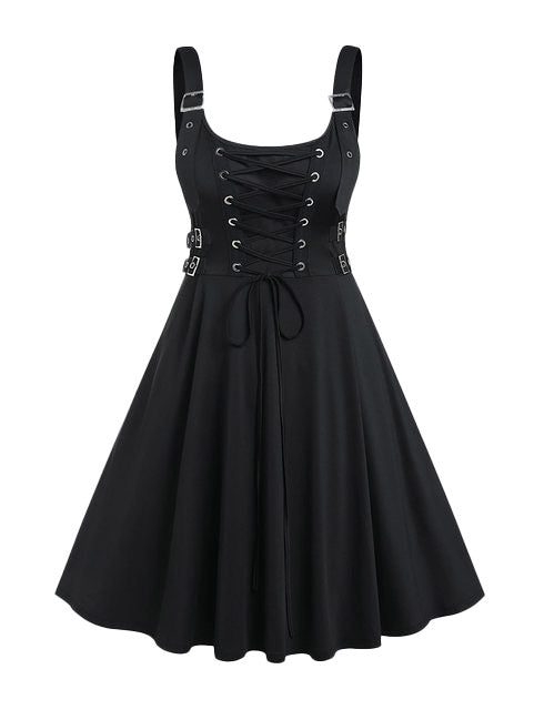 Women's Gothic Buckle Dress – Sizes S–3XL