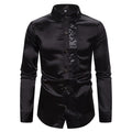 Men's Gothic Sequin Patchwork Shirt – Long Sleeve – S–XXL