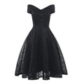 Women's Vintage Off-Shoulder Dress – Black, Blue & Red