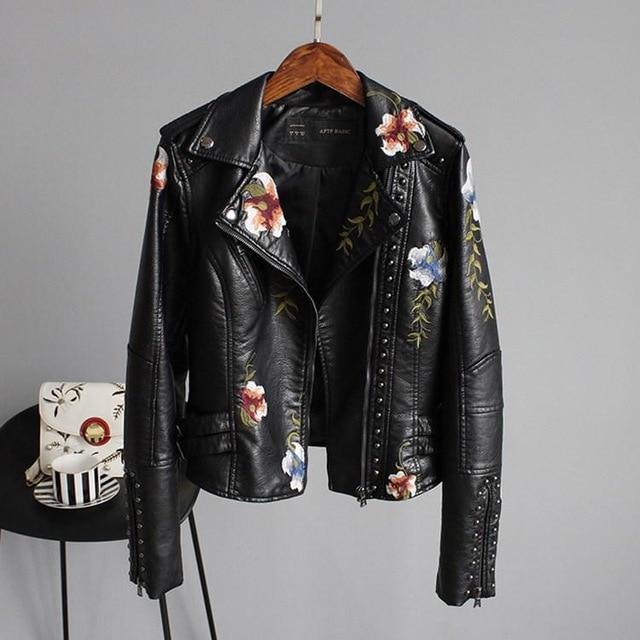 Women's Bargello Faux Leather Jacket – Black & Beige