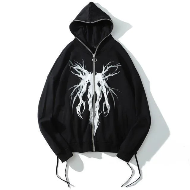Black Oversized Full-Zip Hoodie