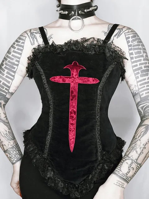 Women's Gothic Cropped Corset – Black