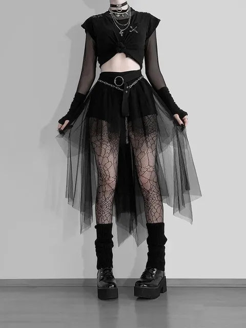 Women's Gothic Mesh Skirt – Black