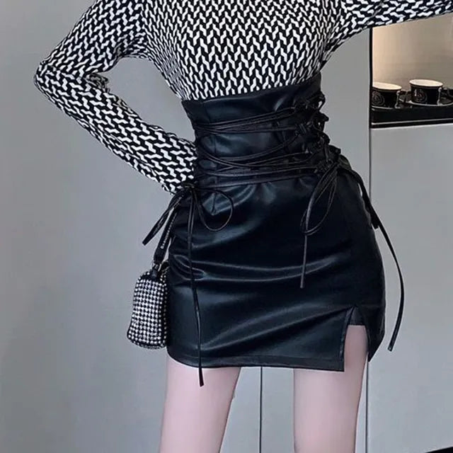 Women's Faux Leather Mini Skirt – Black, Sizes S–XXL