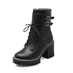 Women's Gothic PU Ankle Boots – Black or Grey
