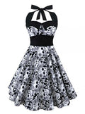 Women's Skull Print Dress – Black or Red, S–5XL