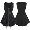 Women's Black Buckle-Strap Gothic Dress – S–4XL
