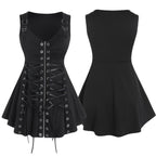 Women's Black Buckle-Strap Gothic Dress – S–4XL