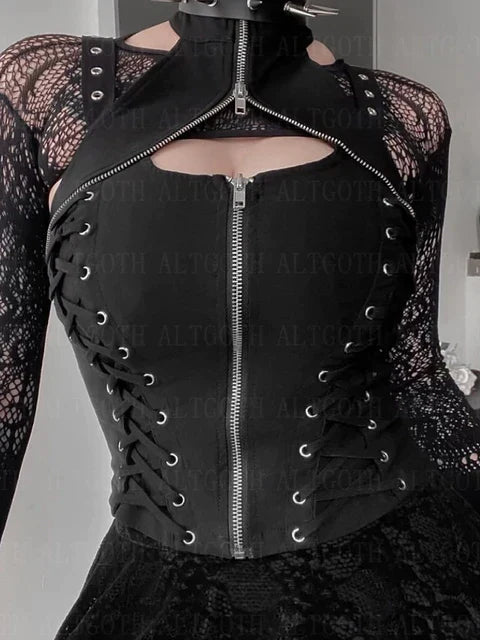 Women's Gothic Corset Top – Black