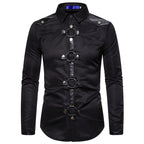 Men's Gothic Long Sleeve Shirt – Black & Red – S–XXL