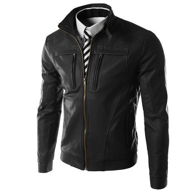 Men's PU Leather and Suede Jacket – Black or Brown