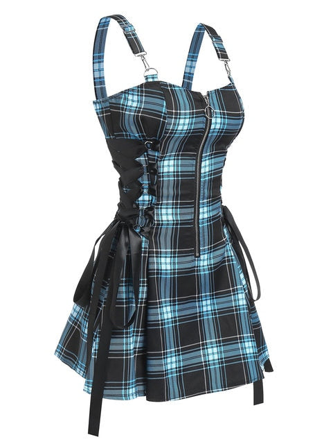 Women's Gothic Zip Dress – Pink or Blue