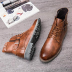 Men's Gothic Faux Leather Ankle Boots – Black & Brown