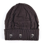Men's Gothic Metal Skull Knit Beanie – 3 Colours