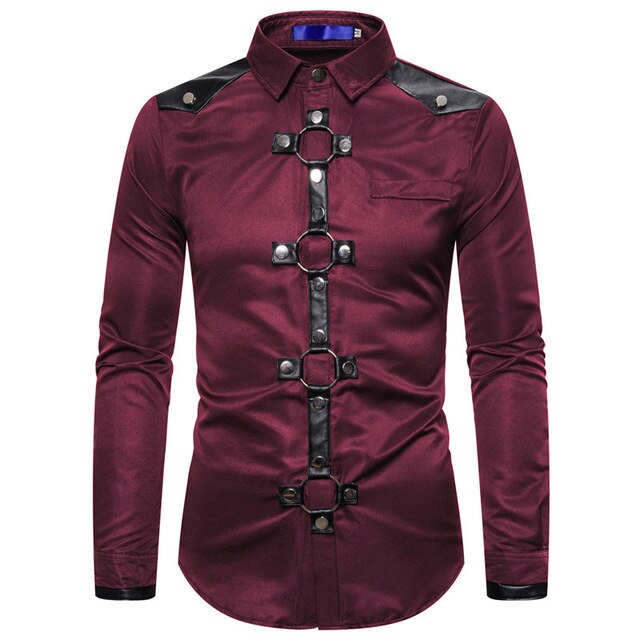 Men's Gothic Long Sleeve Shirt – Black & Red