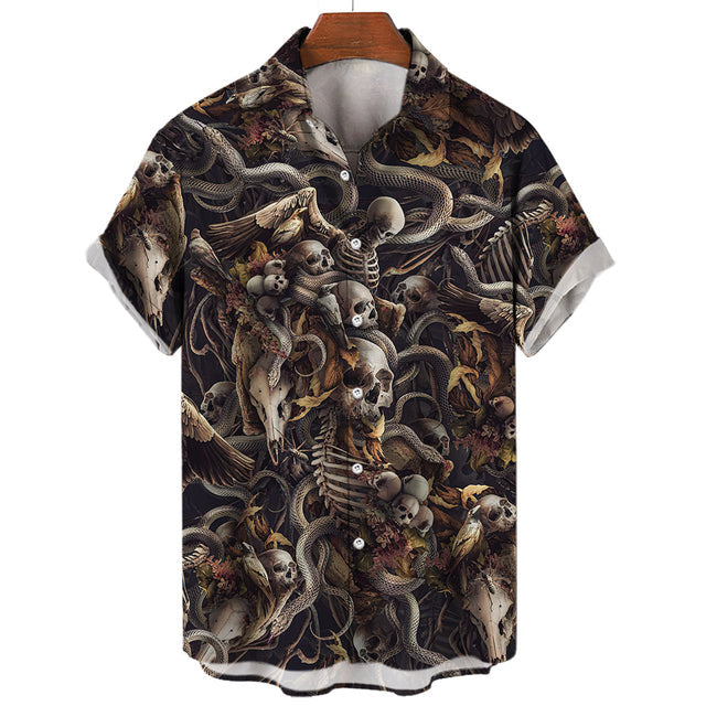 Men's Gothic Hawaiian Skull T-Shirt – Dark Summer Print