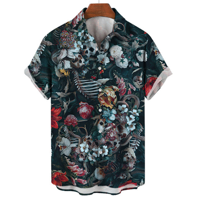 Men's Gothic Hawaiian Skull T-Shirt – Dark Summer Print