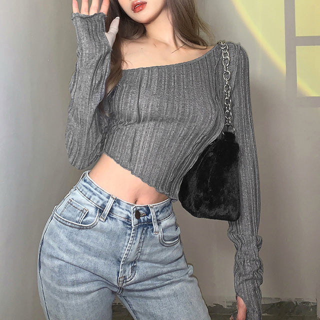 Women's Cropped Long Sleeve T-Shirt