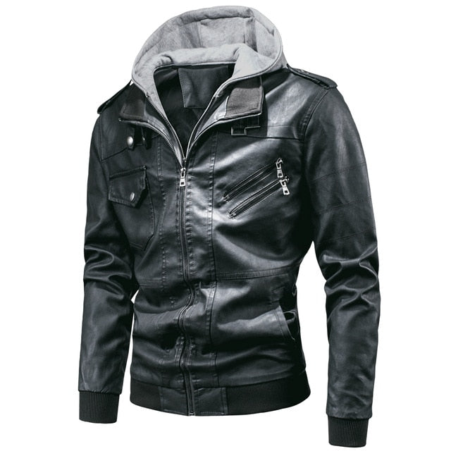 Men's Faux Leather Jacket – Black, Grey or Red
