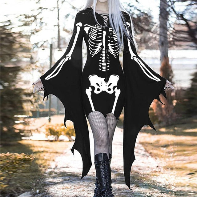 Women's Vintage Skeleton Dress – Long Sleeve