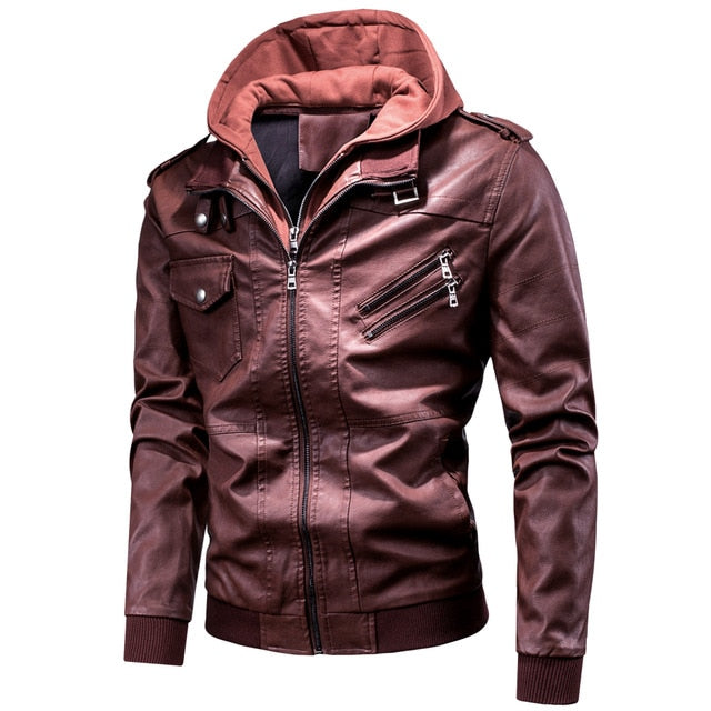 Men's Faux Leather Jacket – Black, Grey or Red