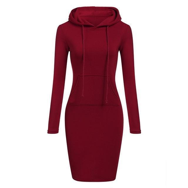 Women's Gothic Hoodie Dress – Black, Grey or Red
