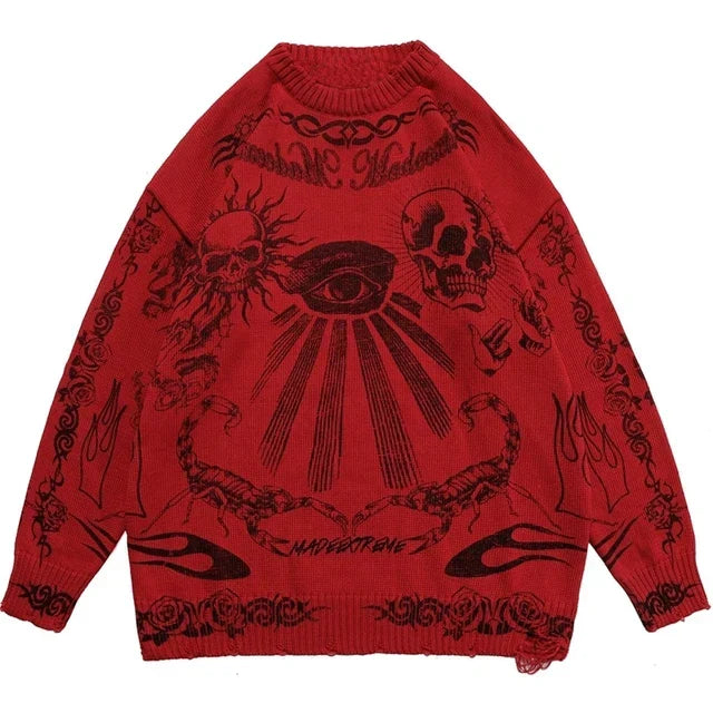 Skull Zip Knitted Jumper – S–L