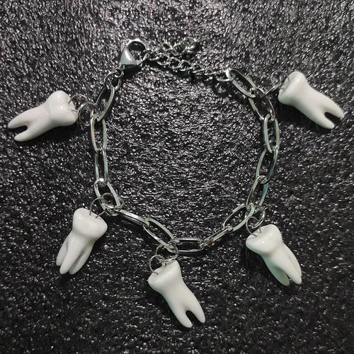 Gothic Aluminium Bracelet – White & Red