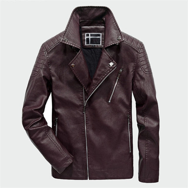 Men's Faux Leather Jacket – Black, Blue, Brown or Red