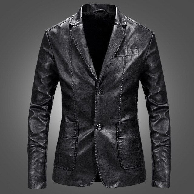 Men's Faux Leather Jacket – Black, Blue, Brown or Purple